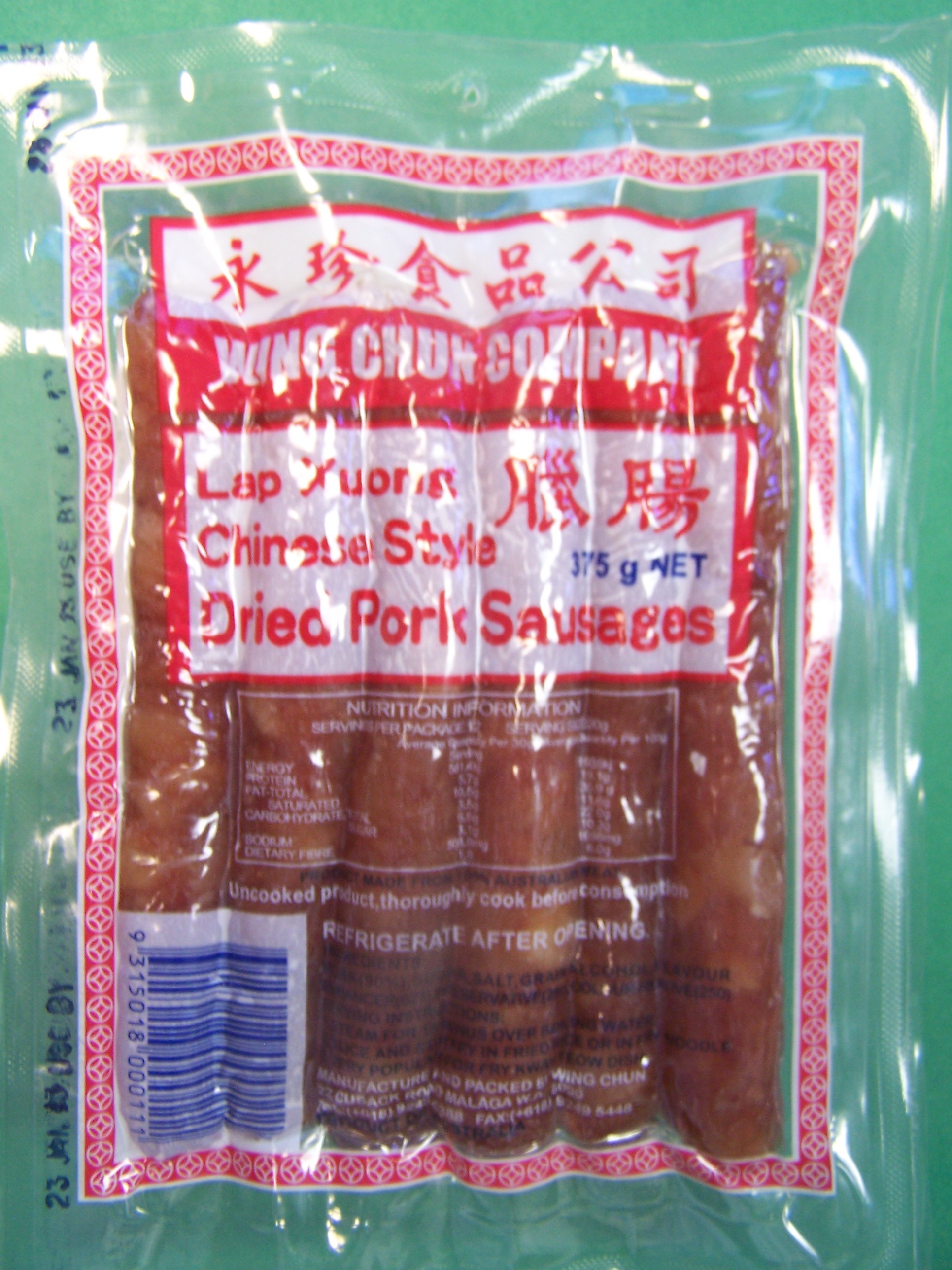 Wing Chun Company—ChineseStyle Dried Pork Sausages Product Safety